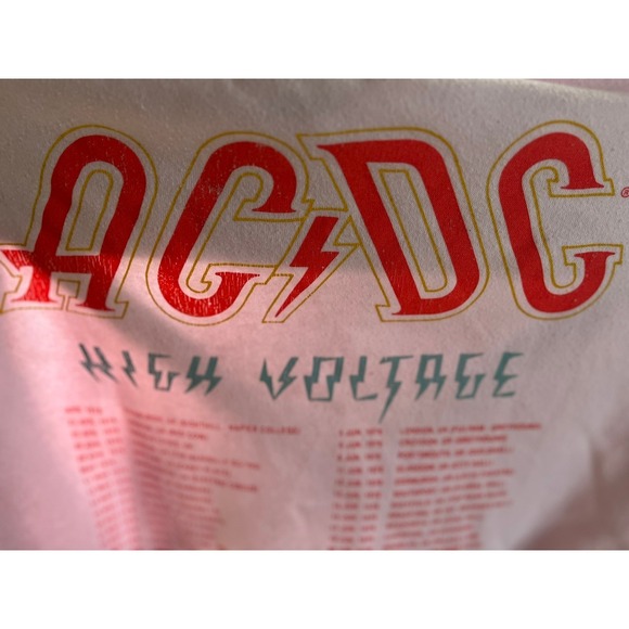 ACDC Band‎ Cropped Sweatshirt Pink Rock Concert Tour Graphic Pullover - Picture 4 of 6